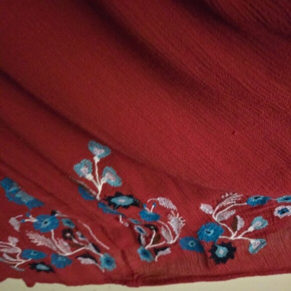 Free People Te Amo Embroidered Flare Sleeve V Neck Babydoll Swing Dress Size M - Picture 11 of 13